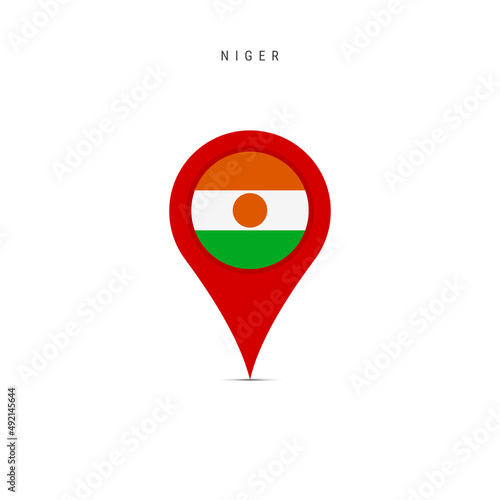Free Download Teardrop map marker with flag of Niger. Nigerian flag inserted in the location map pin. Flat vector illustration isolated on white background. - GFXLoad