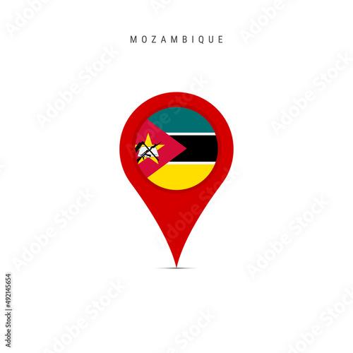 Teardrop map marker with flag of Mozambique. Mozambican flag inserted in the location map pin. Flat vector illustration isolated on white background. Free Download Teardrop map marker with flag of Mozambique. Mozambican flag inserted in the location map pin. Flat vector illustration isolated on white background. - GFXLoad