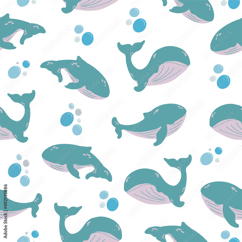 cute whale seamless pattern wallpaper background