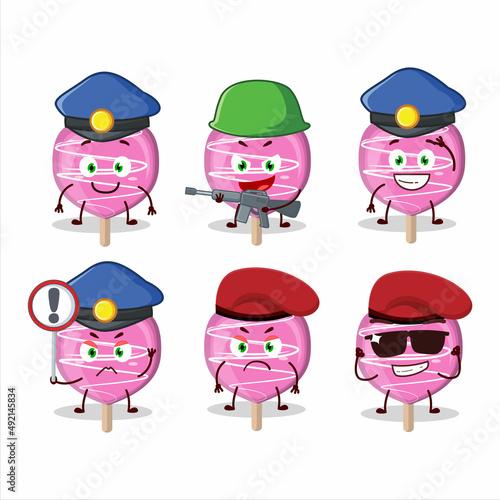 A dedicated Police officer of pink lolipop love mascot design style