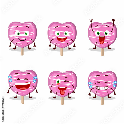 Cartoon character of pink lolipop love with smile expression