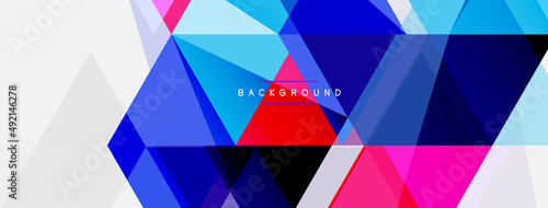 Color triangles composition, geometric abstract background. Techno or business concept, pattern for wallpaper, banner, background, landing page