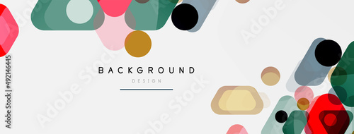 Color bubbles and rounded geometric shapes on white. Vector geometric minimal abstract background for wallpaper, banner, background, landing page