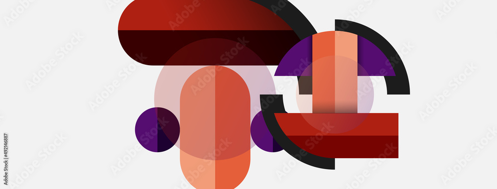 Geometric shapes composition abstract background. Circles lines and rectangles. Vector illustration for wallpaper banner background or landing page Geometric shapes composition abstract background. Circles lines and rectangles. Vector illustration for wallpaper banner background or landing page