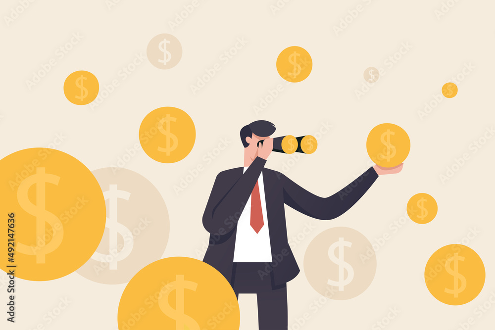 Looking for investment opportunity, money visionary, searching for yield concept. Looking for investment opportunity, money visionary, searching for yield concept.