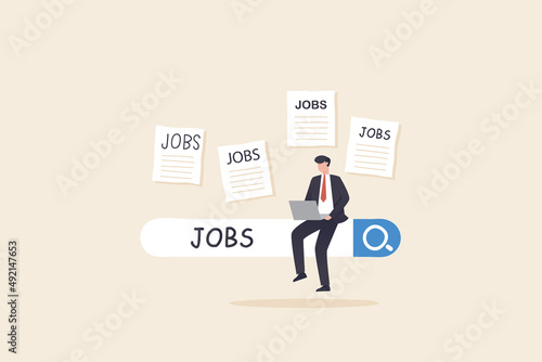 Search a new job. employment, career or job search, find opportunity, seek for vacancy or work position concept.
