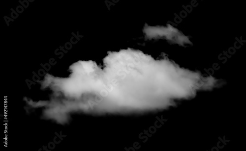 White Cloud Isolated on Black Background. Good for Atmosphere Creation. Graphic Design Resource