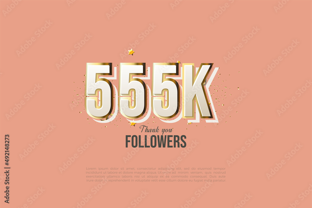 555k followers background.