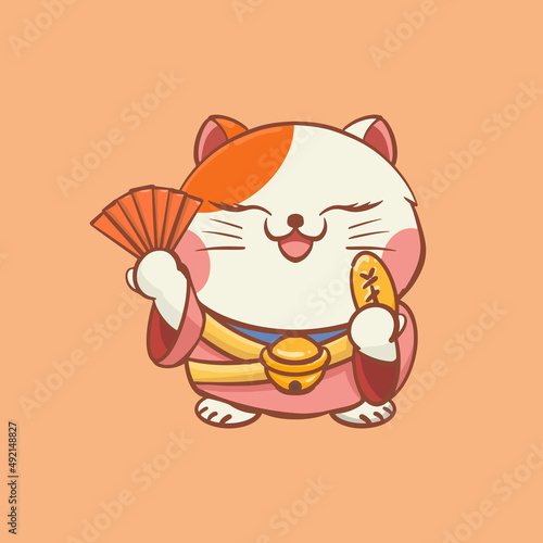 Hand drawn cartoon lucky cat illustration design