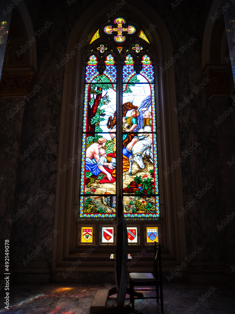 Fototapeta premium Stained Glass in St.Louis Marie de Montfort Window Church
