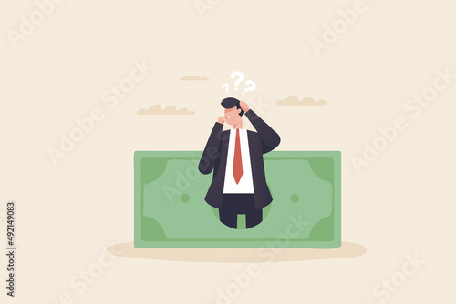 Money question, where to invest, pay off debt or invest to earn profit, financial choice or alternative to make decision concept.