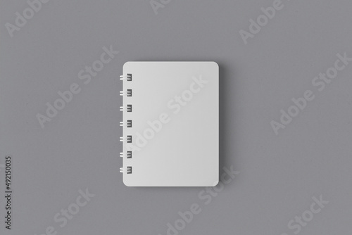 spiral notebook mockup blank, grey background