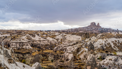 Cappadocian castles and villages in the distance