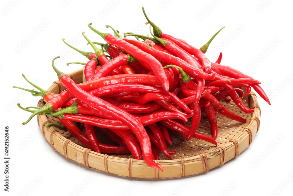 red hot chili peppers on white background.