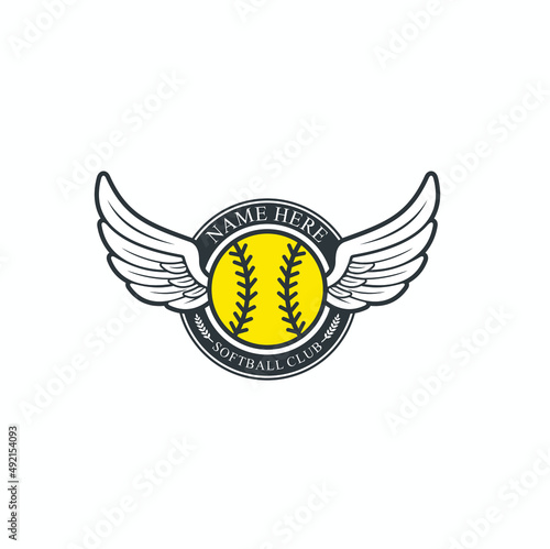 illustration of softball sport, vector art.