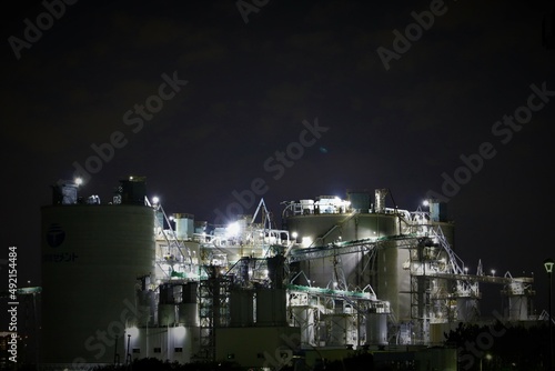 refinery at night