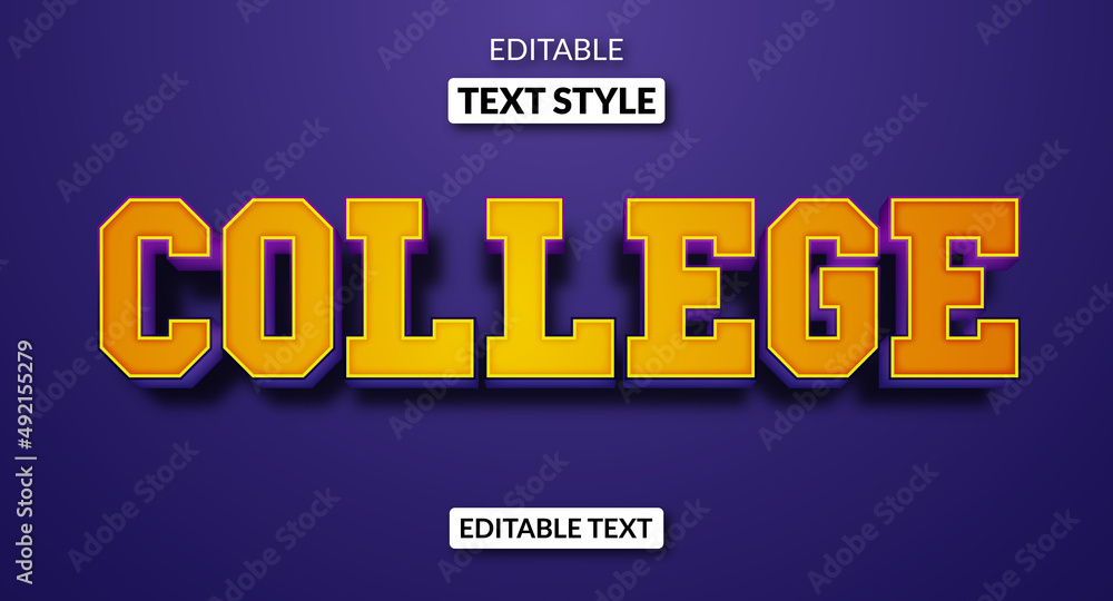 Editable text style effect - college elegant and colorful text effect