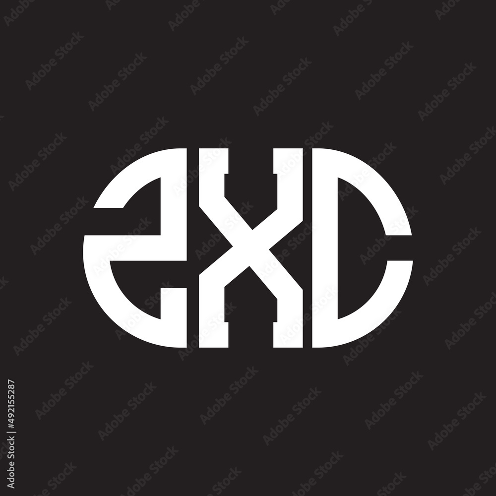 ZXC letter logo design. ZXC monogram initials letter logo concept. ZXC letter design in black background.