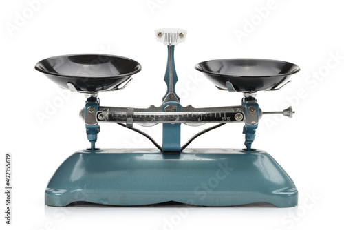 Konstfotografi Tray balance on white background