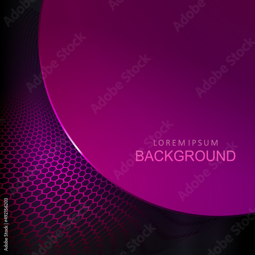 Mesh illustration in purple hue with round shiny frame