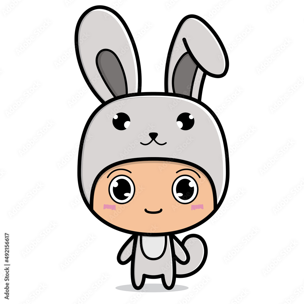 Obraz premium Cute Cartoon With bunny costume