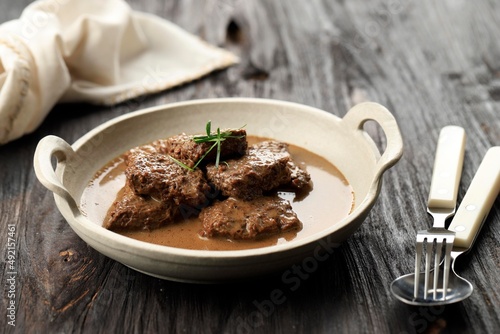 Lapis Daging, Sweet Beef Stew from East Java. Made from Boiled Beef Season with Soy Sauce.