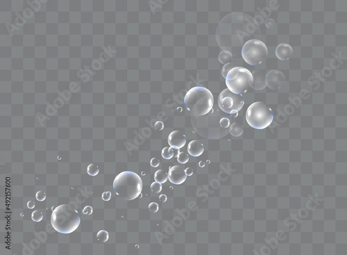 Bath foam with shampoo bubbles isolated on a transparent background. Vector shave, foam mousse with bubbles top view template for your advertising design.