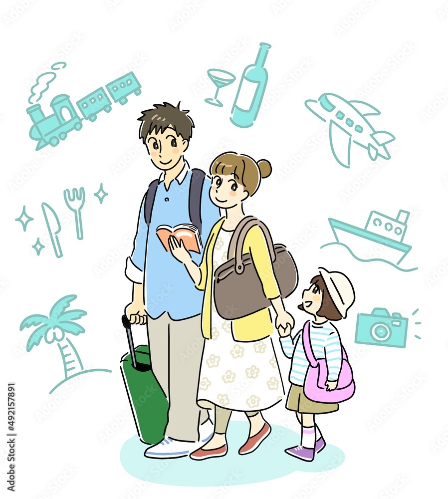 楽しそうな旅行中の家族 観光 楽しそうな旅行中の家族 観光