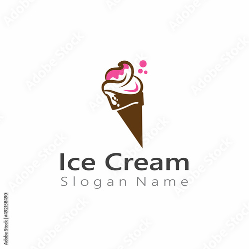 Ice cream logo design  fresh ice cone template Vector illustration