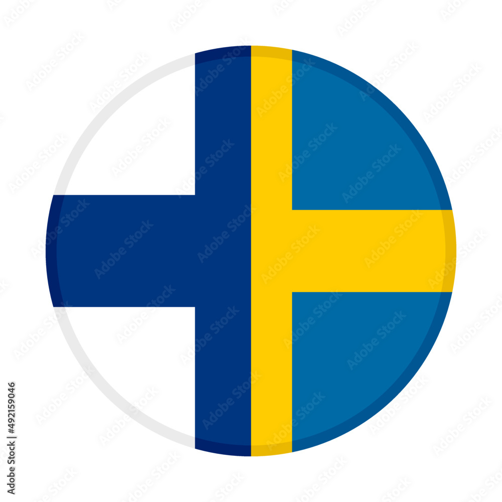 round icon with finland and sweden flags. vector illustration isolated on white background round icon with finland and sweden flags. vector illustration isolated on white background