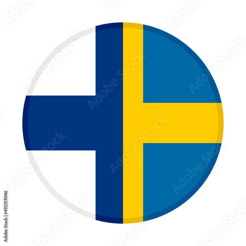 round icon with finland and sweden flags. vector illustration isolated on white background