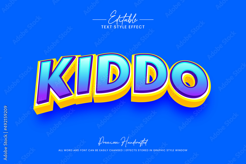 Playful Kiddo 3d Text Style Effect. Editable illustrator text style.