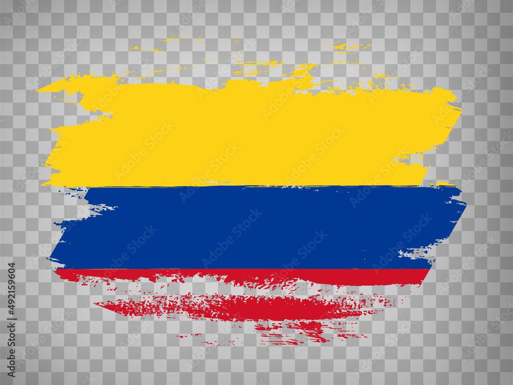 Fototapeta premium Flag Republic of Colombia, brush stroke background. Flag of Colombia on tranparent backrgound for your web site design, app, UI. Stock vector. EPS10.