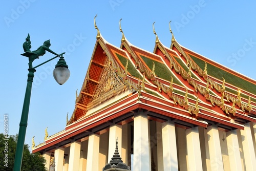 The Ordination hall of Wat Suthat Thepwararam Ratchaworamahawihan  A Buddhist temple in Bangkok  Thailand.