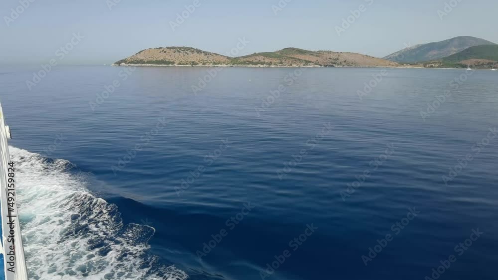 sea ship trail moving to the island in summer for background in igoumenitsa corfu lines in greece sea ship trail moving to the island in summer for background in igoumenitsa corfu lines in greece