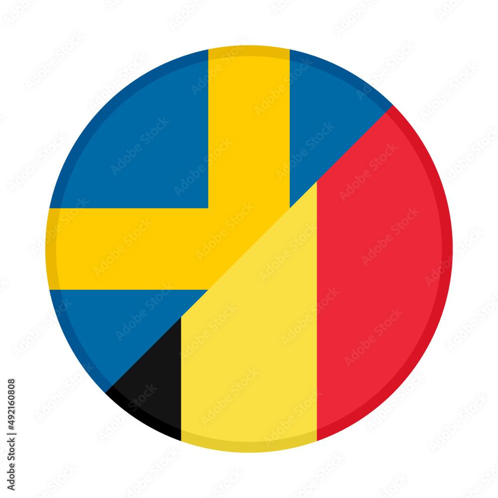 Fototapeta premium round icon with sweden and belgium flags. vector illustration isolated on white background