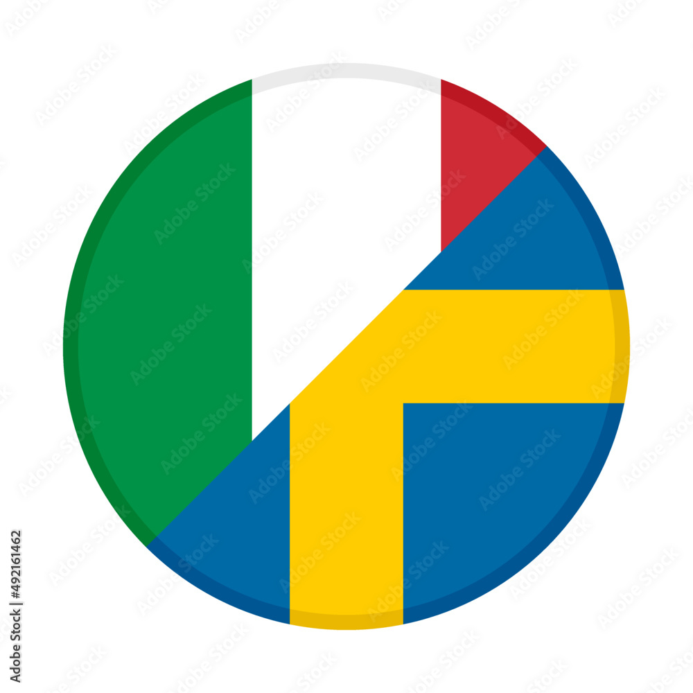 Fototapeta premium round icon with sweden and italy flags. vector illustration isolated on white background