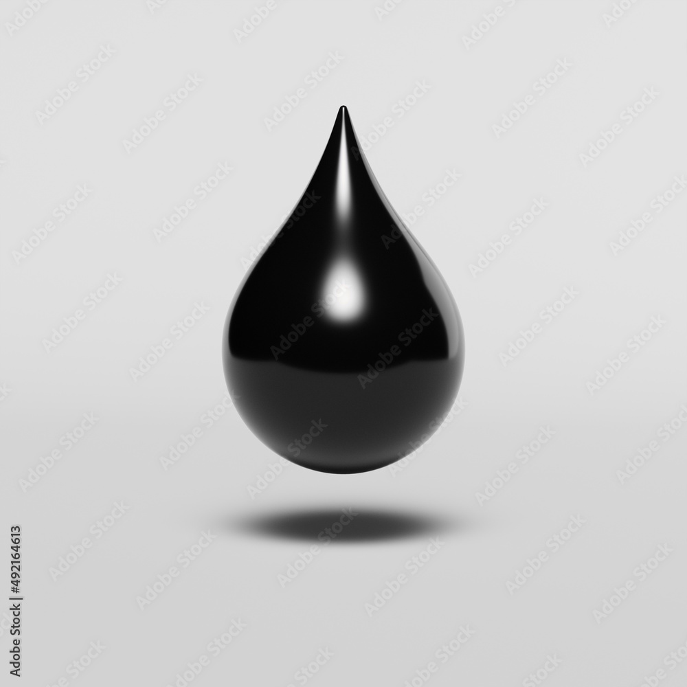 black oil drop isolated on white background, symbol or sign, source or template, 3d rendering black oil drop isolated on white background, symbol or sign, source or template, 3d rendering