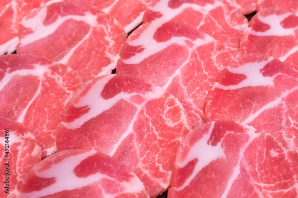 fresh raw pork slices