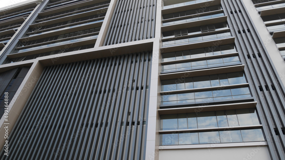 the exterior pattern decorate on buiding . new design geometry square shape out of office building the exterior pattern decorate on buiding . new design geometry square shape out of office building