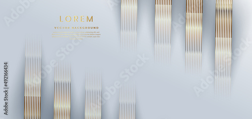 Abstract 3D luxury template shiny grey background with lines golden glowing. Template premium award design.