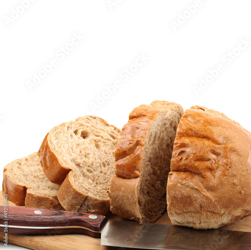 Bread on isolated white background.