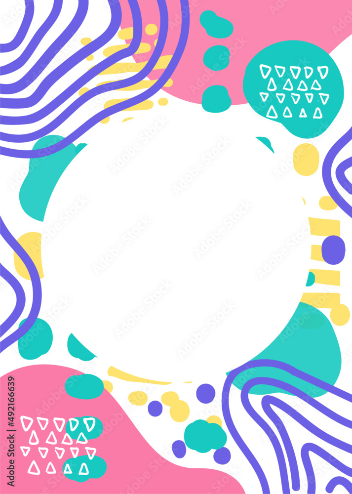 Creative Frame with Bright Abstract Doodle Shapes and Elements Collage Creative Frame with Bright Abstract Doodle Shapes and Elements Collage