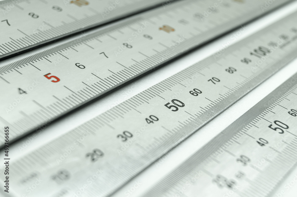 Metal Ruler On White Stock Photo - Download Image Now - Ruler