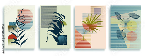 Modern poster with minimalist design elements . Grunge textured circles in Boho art style  . Wall art , home deco . Vector abstract shape.