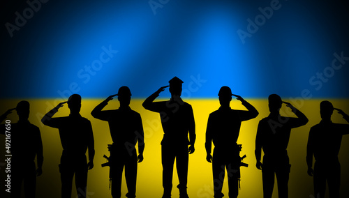 We Salute Ukraine Army and Troops for Their Service. Ukraine Patriotic Background