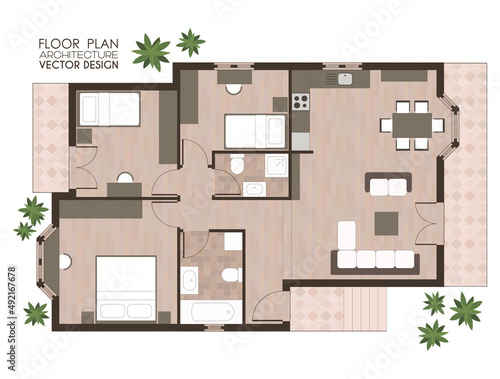 Architecture design illustration, house floor plan vector