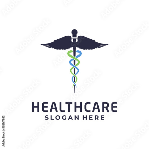 Caduceus logo. Medical healthcare logo design inspiration
