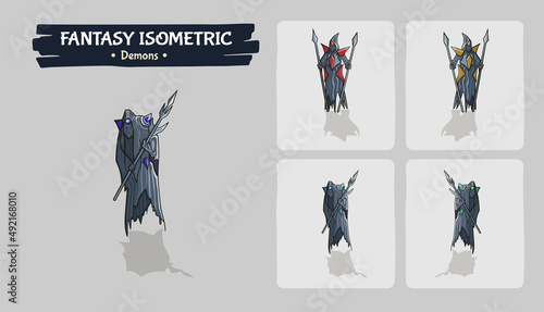 Demons Fantasy game assets - Isometric Vector Illustration