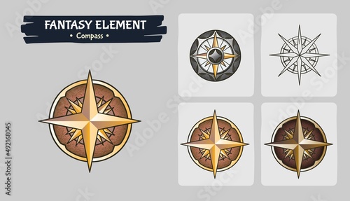 Compasses Fantasy game assets - Isometric Vector Illustration